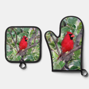 Cardinal - Backyard Bird Series - Oven Mitt & Pot Holder Set