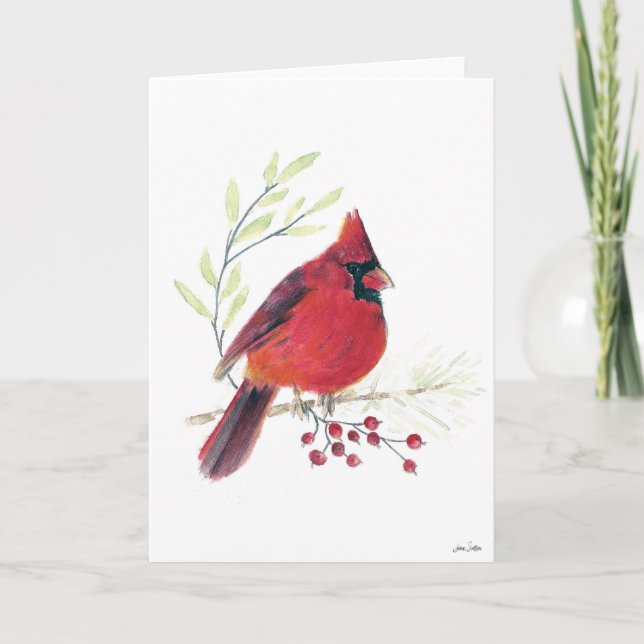 Cardinal Berries Card (Front)