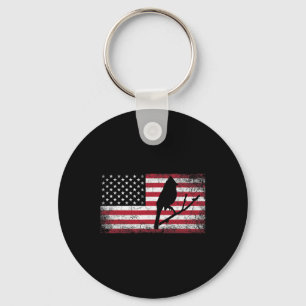 Cardinal Bird 4th Of July American Flag America Pa Keychain