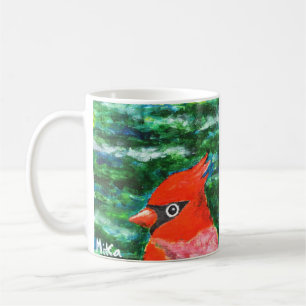 Cardinal Bird art Beautiful Folk art Sympathy Gift Coffee Mug