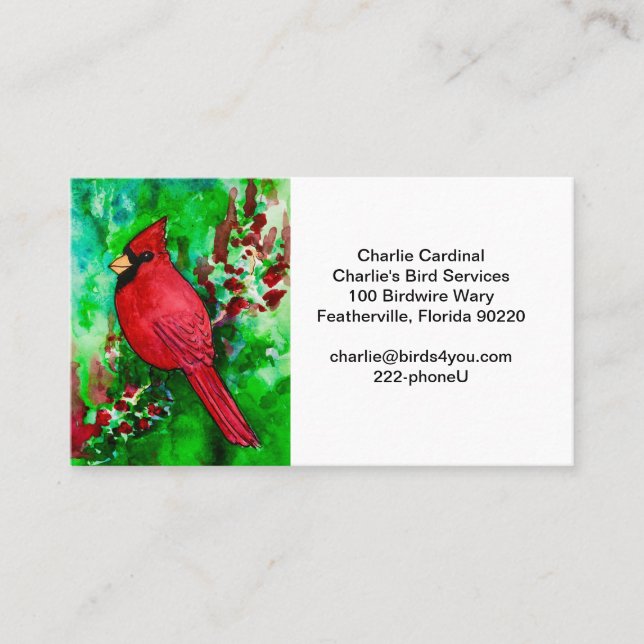 Cardinal Bird Business Card Bird Watcher (Front)