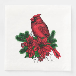 Cardinal bird, Christmas illustration Napkin
