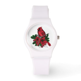 Cardinal bird, Christmas illustration Watch