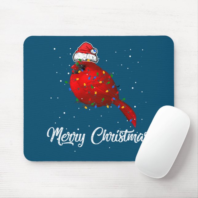 Cardinal Bird Christmas Light Costume Cardinal Mouse Pad (With Mouse)