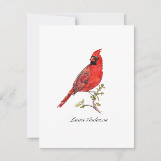 Cardinal bird flat note card (Front)