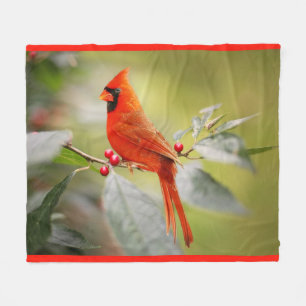 Cardinal Bird Fleece Blanket