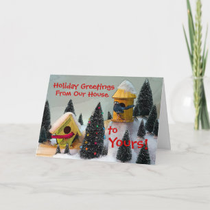 Cardinal Bird House holiday card