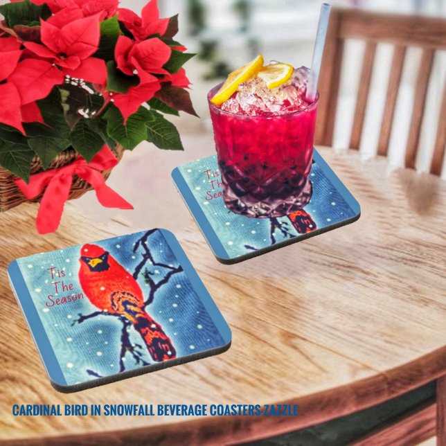 Cardinal Bird In Snowfall Coaster (Creator Uploaded)