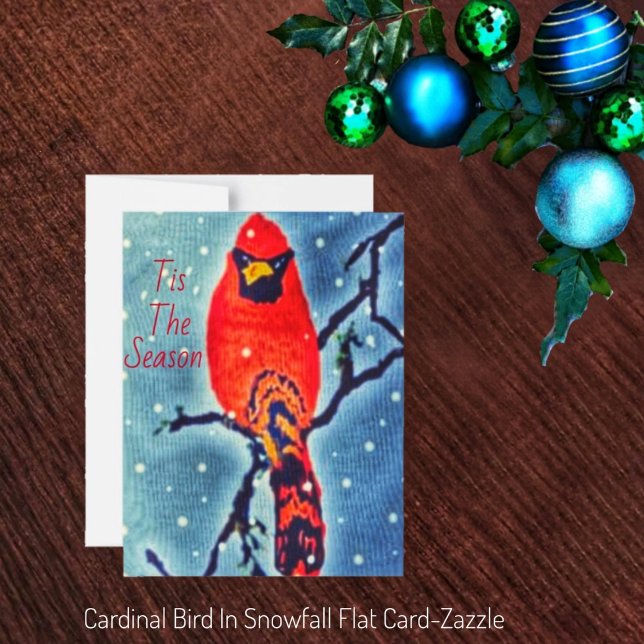 Cardinal Bird In Snowfall Holiday Card (Creator Uploaded)