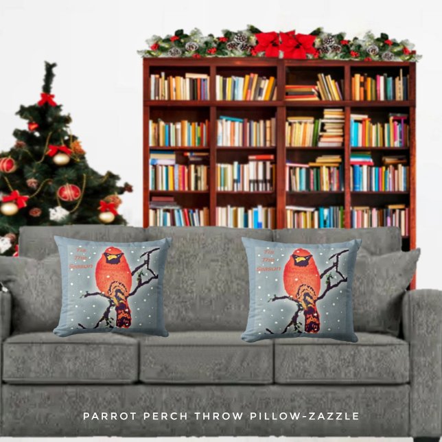 Cardinal Bird In Snowfall Throw Pillow (Creator Uploaded)