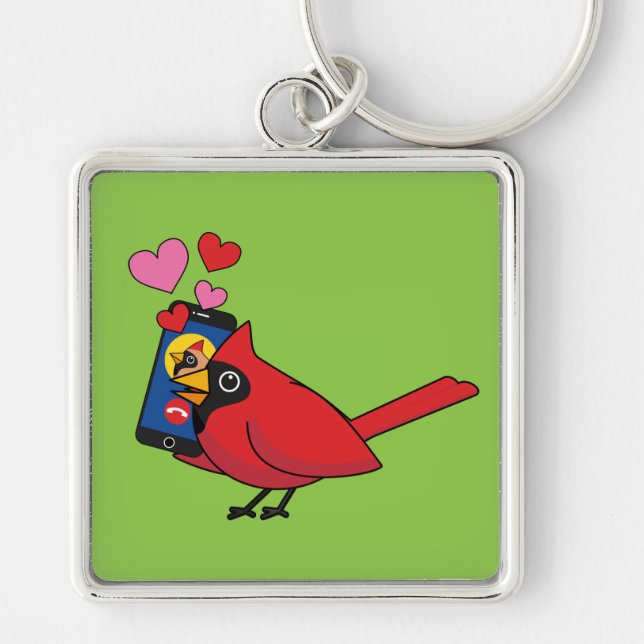 Cardinal Bird Love Mating Calls Keychain (Front)