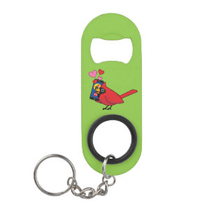 Cardinal Bird Love Mating Calls Keychain Bottle Opener