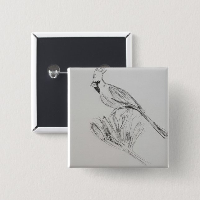 Cardinal bird pin badge (Front & Back)