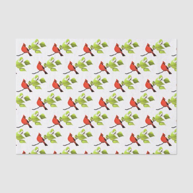 Cardinal Bird Red  Tissue Paper (Front)