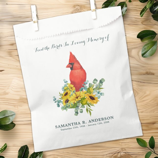 Cardinal Bird Seed Packet Memorial Gift Funeral Favour Bag (Creator Uploaded)