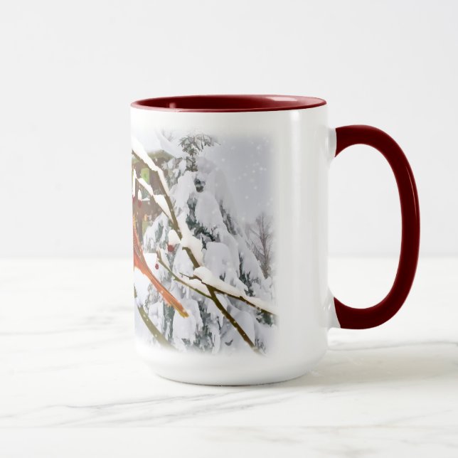 Cardinal Bird, Snow, Winter, Mug (Right)