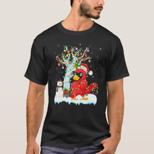 Cardinal Bird Xmas Tree Lighting Santa Cardinal Ch T-Shirt