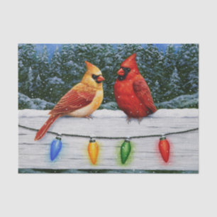 Cardinal Birds and Christmas Lights Tissue Paper