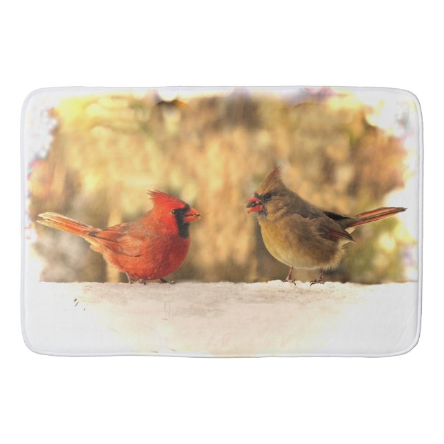 Cardinal Birds in Autumn Bath Mats (Front)