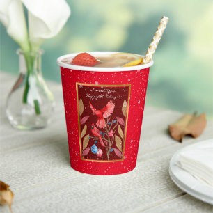 Cardinal Birds on the Christmas Tree Customize Paper Cups
