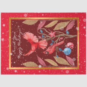 Cardinal Birds on the Christmas Tree Customize Tissue Paper