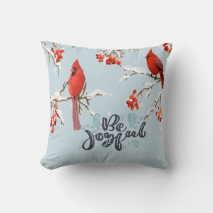 Cardinal Birds Tree Snow Throw Pillow