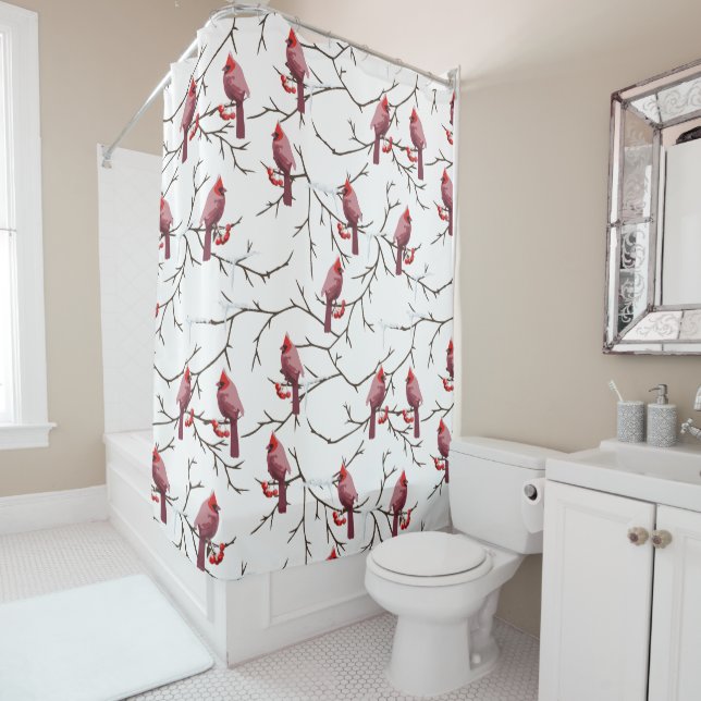 Cardinal Birds, Winter Cherries and Snow Pattern (In Situ)
