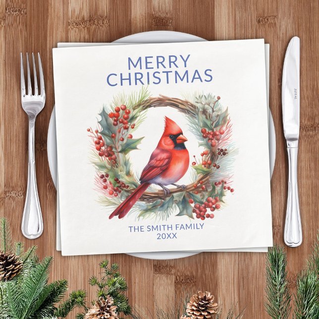 Cardinal Blue Christmas Party Napkin (Creator Uploaded)