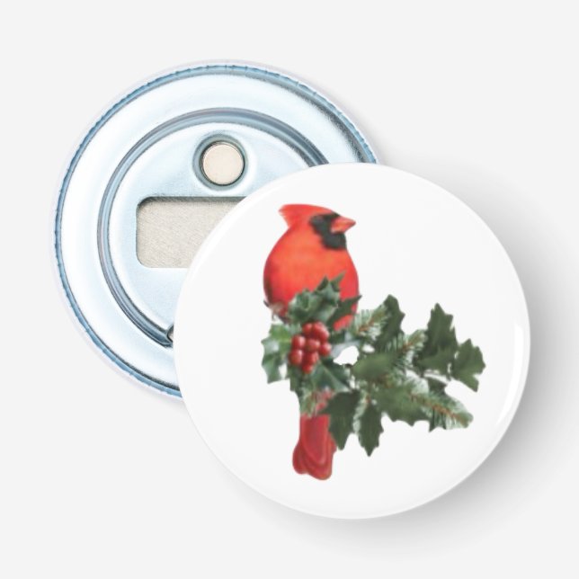 Cardinal Button Bottle Opener (Front)