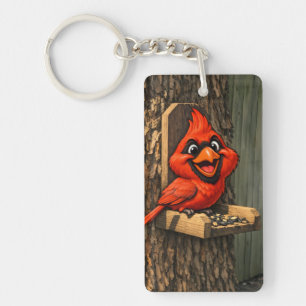 Cardinal Caricature Keychain