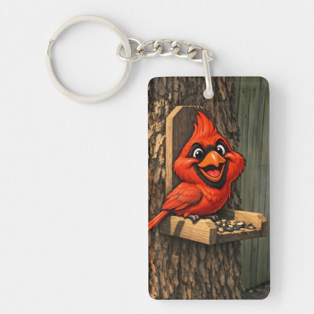 Cardinal Caricature Keychain (Front)