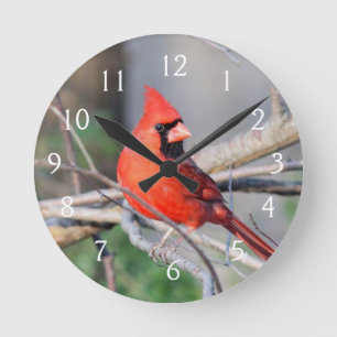 Cardinal Cheer Round Clock