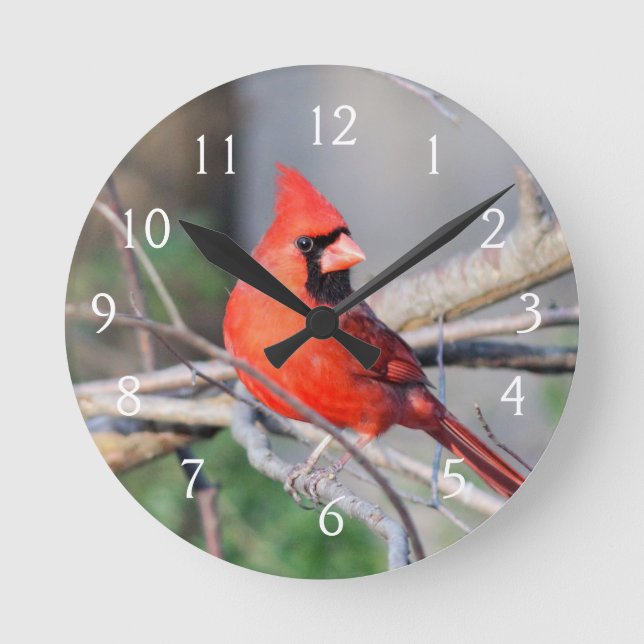 Cardinal Cheer Round Clock (Front)