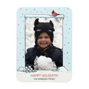 Cardinal Christmas card, Cartoon Cardinal photo  Magnet