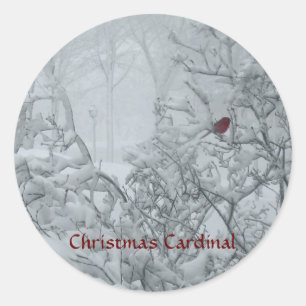 Cardinal Christmas Classic Round Sticker