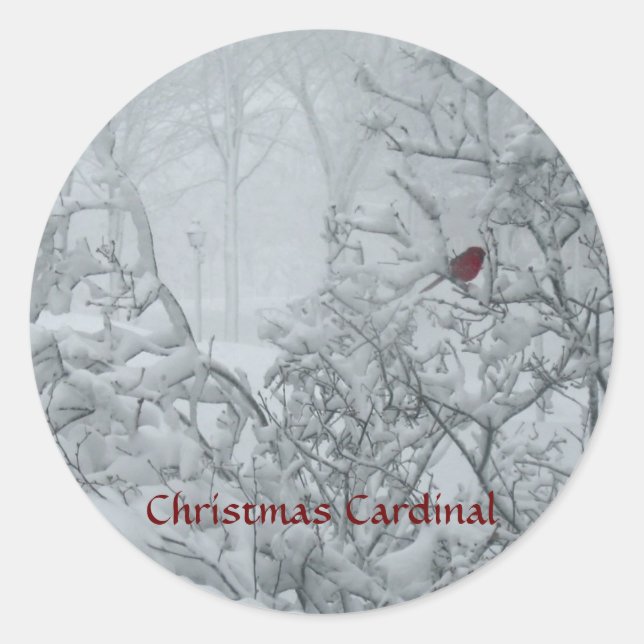 Cardinal Christmas Classic Round Sticker (Front)