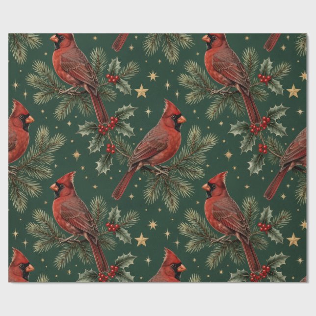 Cardinal Christmas Gift Wrap (Flat)