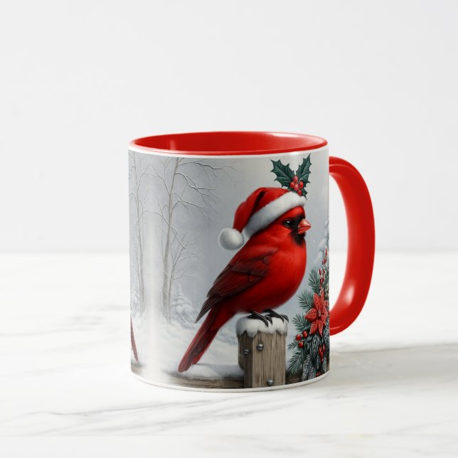 Cardinal Christmas Mug Sublimation Design (Front Right)
