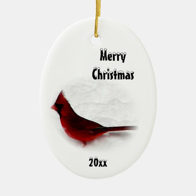 Cardinal Christmas Ornament Custom Year (Front)