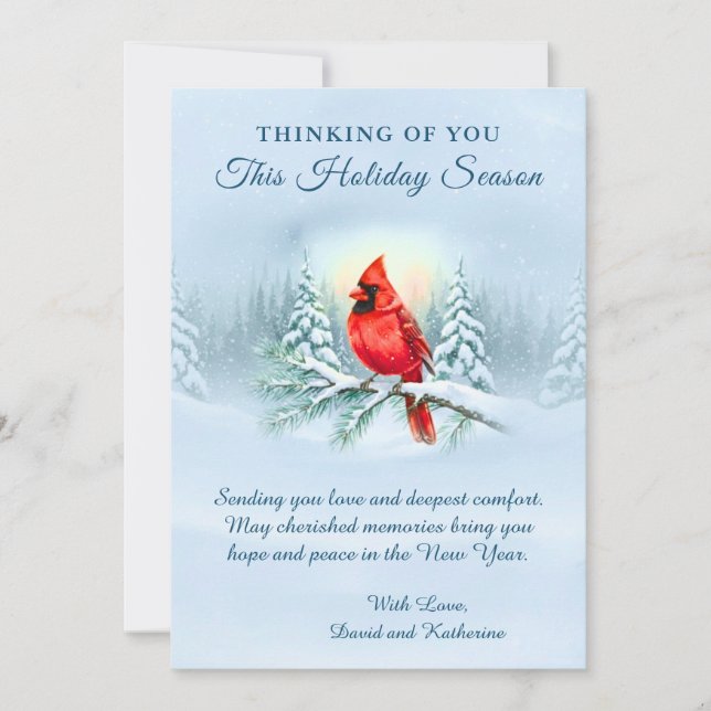 Cardinal Christmas Sympathy Condolence Holiday  Card (Front)