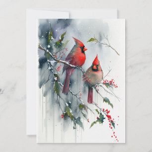 Cardinal couple holiday card