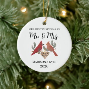 Cardinal Couple Our First Christmas Ceramic Ornament