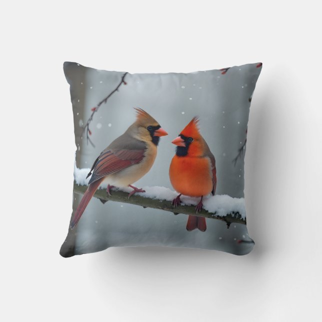 Cardinal Couple Throw Pillow (Back)