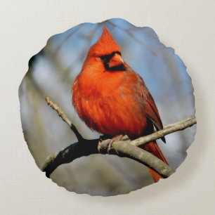 Cardinal Crest Round Coussin