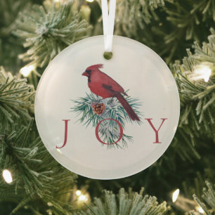Cardinal custom Christmas Holiday  Glass Ornament