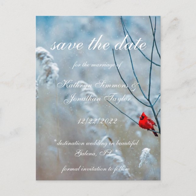 Cardinal d'hiver enregistrer la date Invitation (Devant)