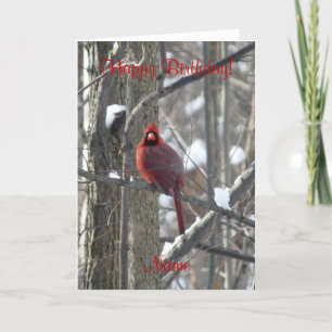 Cardinal en hiver Carte d'anniversaire