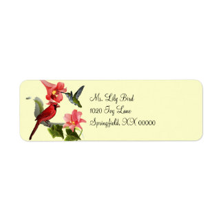 Cardinal et Colibri avec Lys roses et Ivy