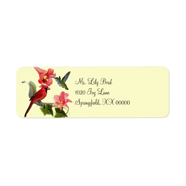 Cardinal et Colibri avec Lys roses et Ivy (Devant)