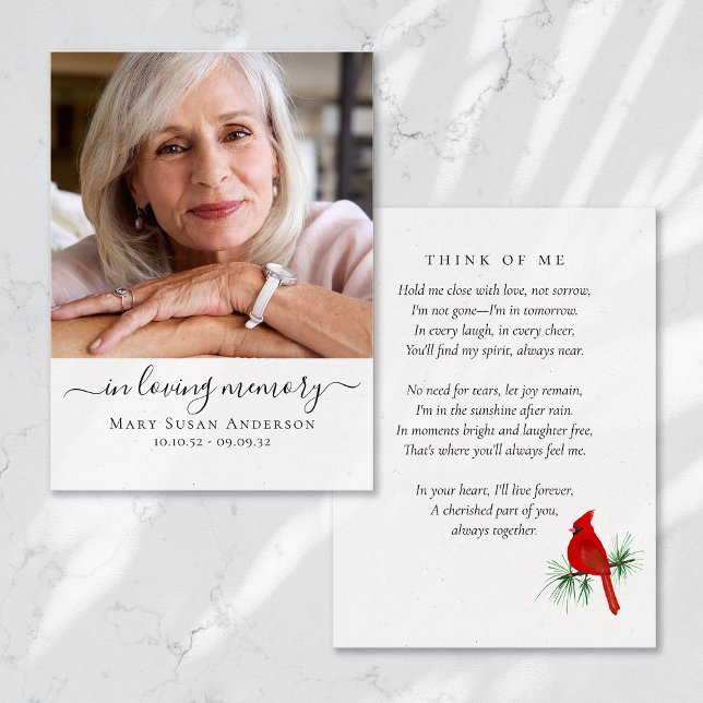 Cardinal Funeral Memorial Photo Prayer Card (Creator Uploaded)